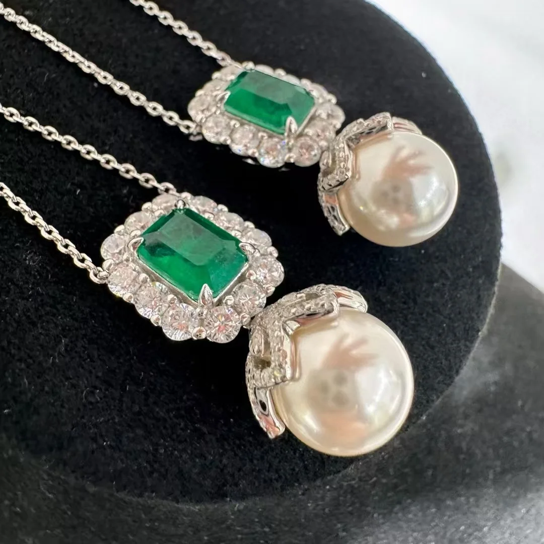 Серьги и ожерелье из стерлингового серебра 925 пробы выращенный в лаборатории