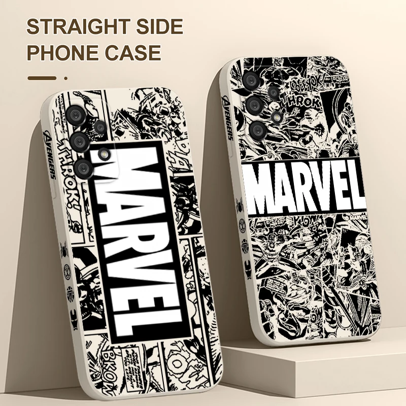 

Avengers Marvel Art Comics For Samsung A73 A53 A33 A52 A32 A71 A51 A21S A03S A50 A30 5G Phone Case Liquid Left Rope Cover