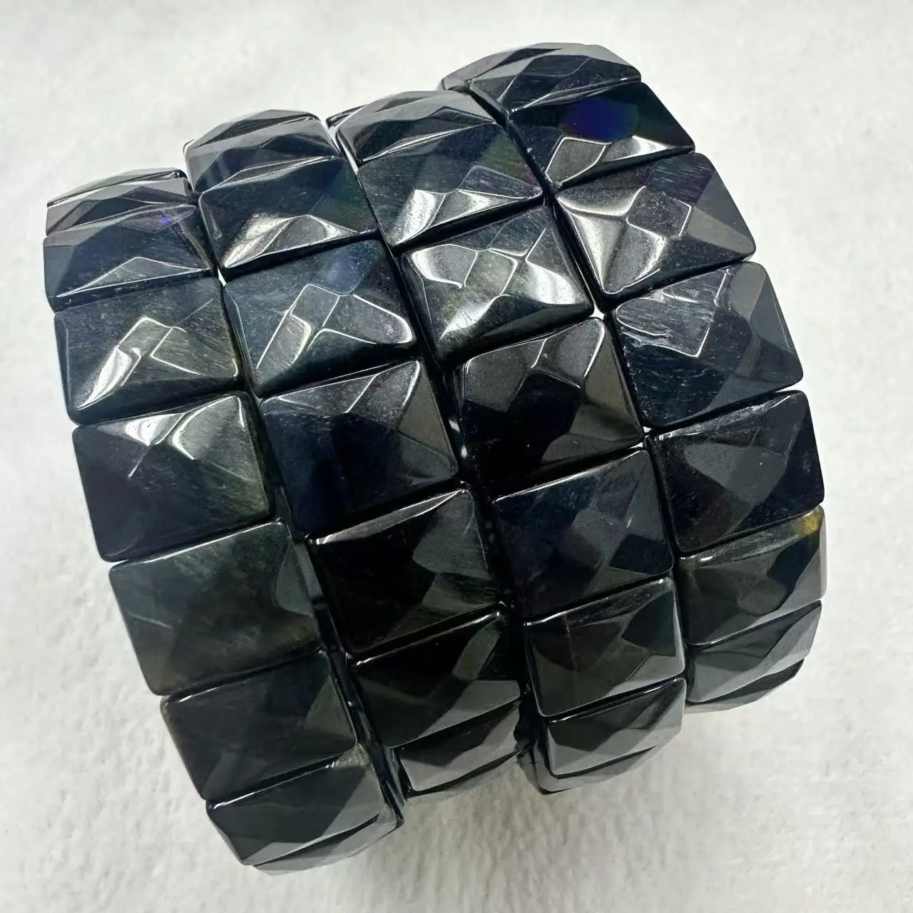 Браслет из натурального синего камня тигрового глаза квадратной формы с