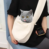 new cross border aliexpress pet satchel portable beige fabric cat backpack pet supplies bag