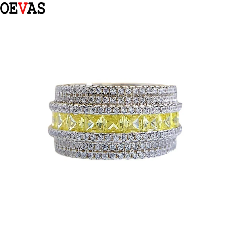 

OEVAS 100% 925 Sterling Silver Trendy Cool Rings High Carbon Diamond For Women Sparkling Wedding Fine Jewelry Wholesale