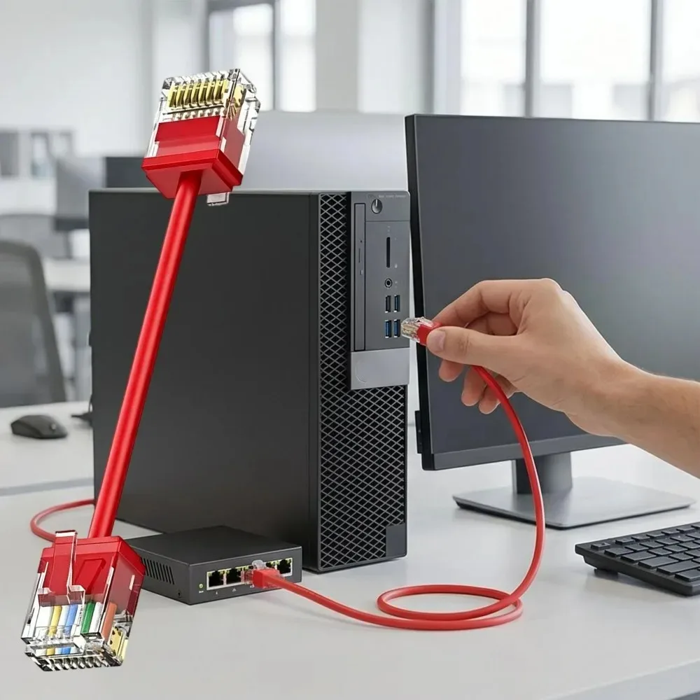 Фото Высокоскоростной сетевой патч-корд Cat 6A/Cat6 RJ45, 0.1-0.3 м, для интернет-модемов и роутеров, короткий, 10 Гбит/с, Cat6a №4