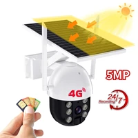 outdoor 5mp 4k solar camera 4g sim gsm 247 hours continuous recording smart surveillance ip cctv wireless 4x zoom ptz