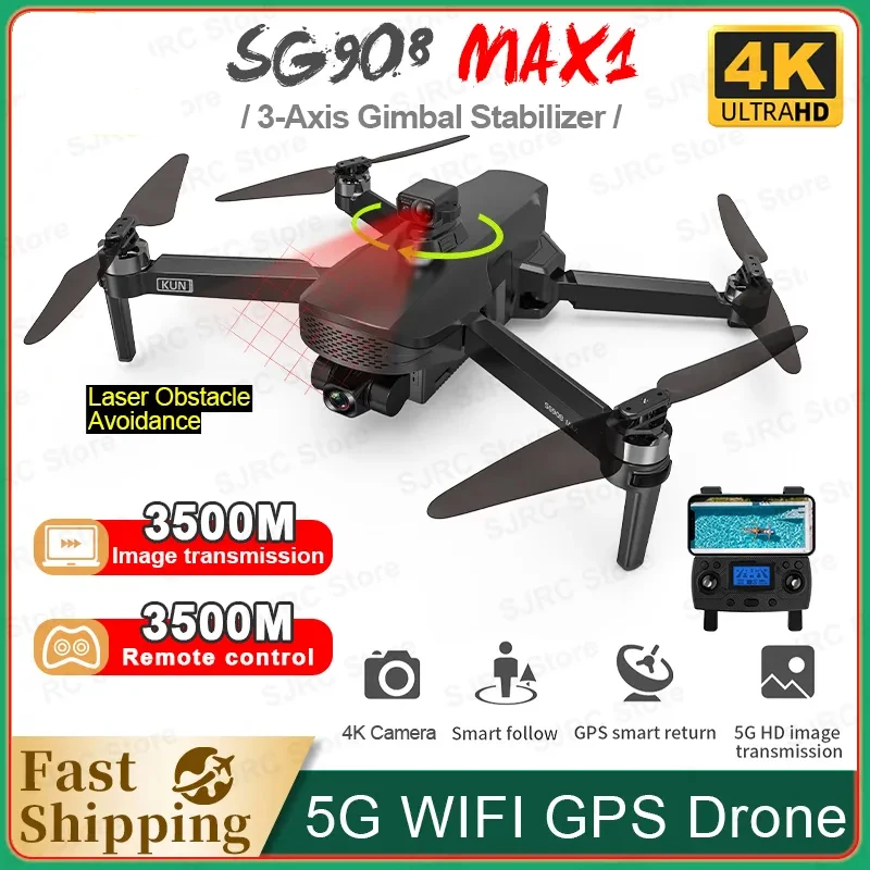 

New SG908 Max / SG908 Pro GPS Drone 4K Profesional 3-Axis Gimbal HD Camera 5G Wifi Dron 3KM RC Helicopter Quadcopter VS SG906