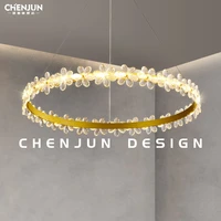 light luxury living room chandelier creative personality designer model crystal petal villa bedroom dining room dg lamps