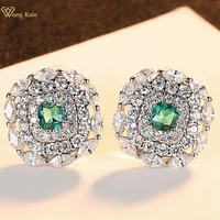 wong rain 100 925 sterling silver emerald created moissanite gemstone wedding engagement women ear studs earrings fine jewelry