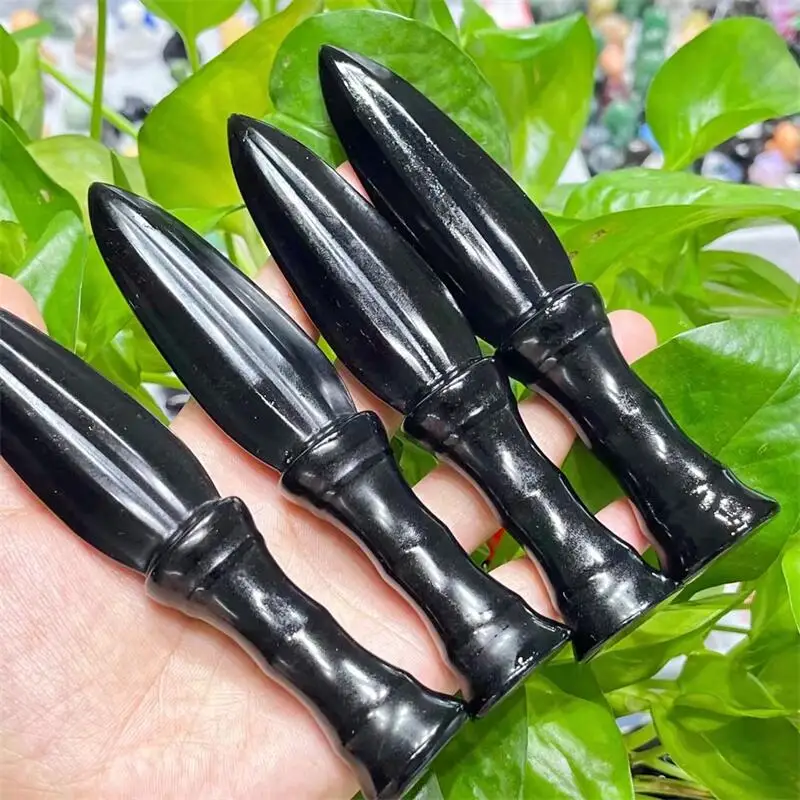 

1 шт., нож из натурального черного обсидиана, 13 см