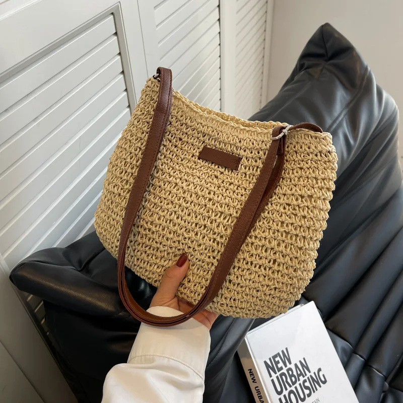 

Ladies Fashion Summer Straw Crossbody Bag Women Beach Holiday Shopping Woven Shoulder Handbag Messenger Purses