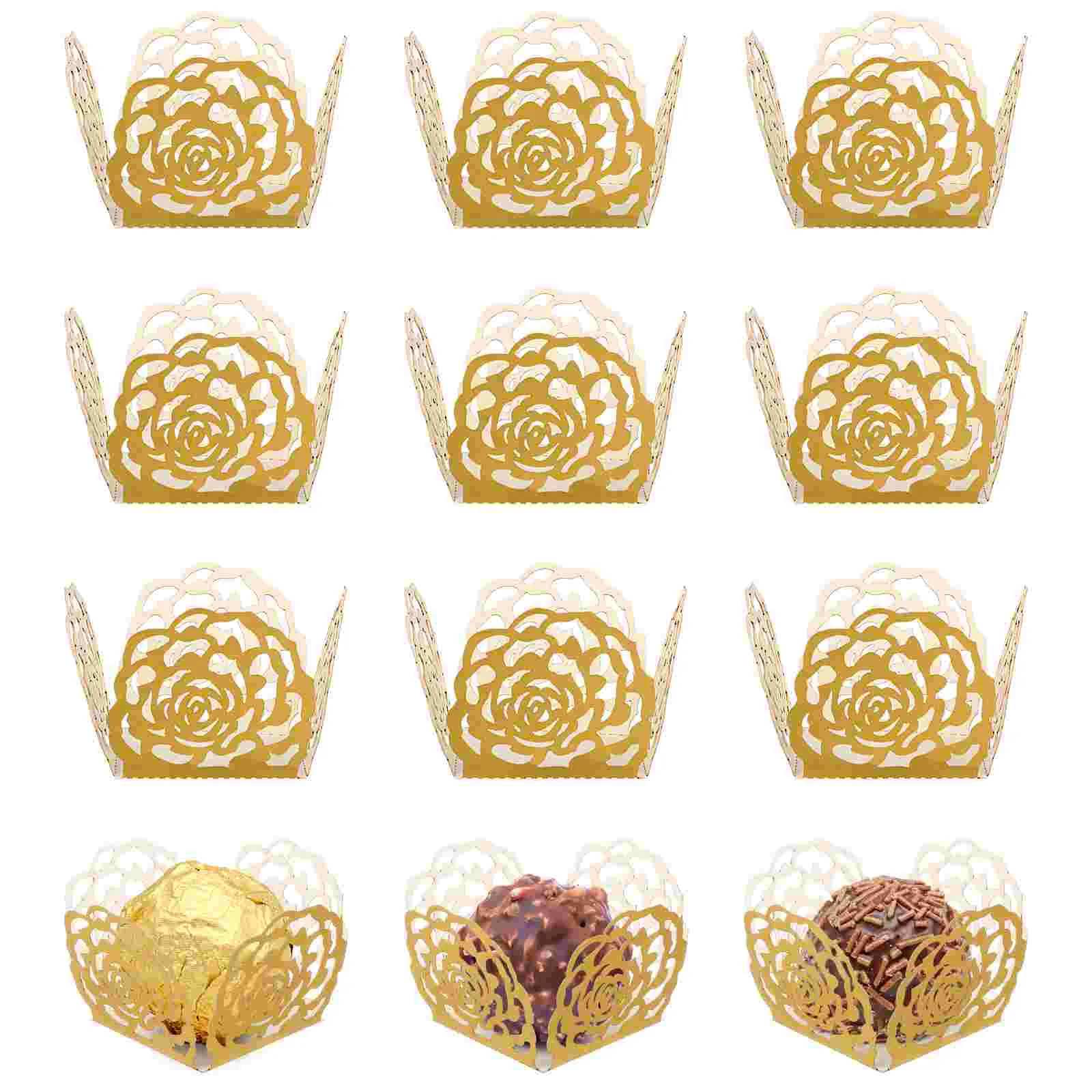 

Gadpiparty Truffle Wrappers Small Chocolate Candy Cups Liners Truffle Flared Paper Baking Cups Cupcakes Muffin Case Trays