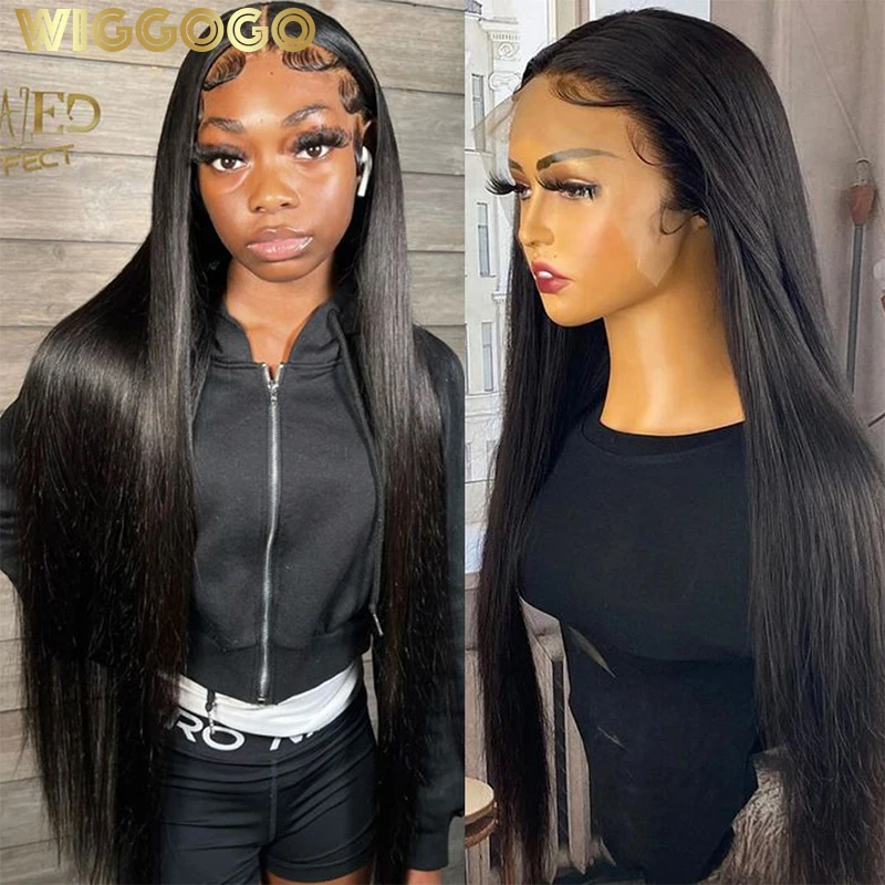 Wiggogo 13X4 Lace Frontal Human Hair Wig Bone Straight Hd Lace Front Wig Brazilian Transparent 5x5 Lace Closure Wigs For Women