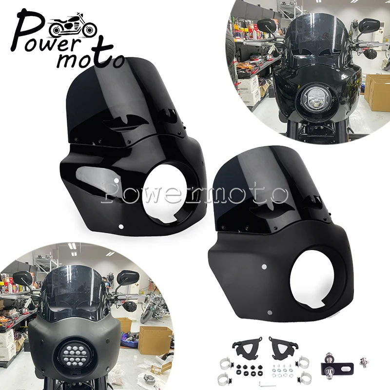 

5 3/4 дюймовый обтекатель фары для Harley Softail M8 Low Rider FXLR стандарт FXST StreetBob FXBB 114 FXBBS 41-49 мм вилки 2018-2022
