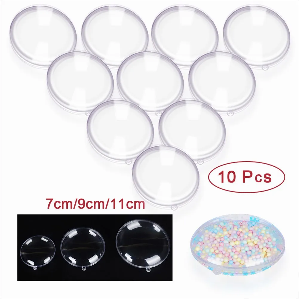 10pcs Plastic Clear Flat Ball Home Decor Wedding Candys Christmas Gifts Box For DIY Photography Prop Ornament