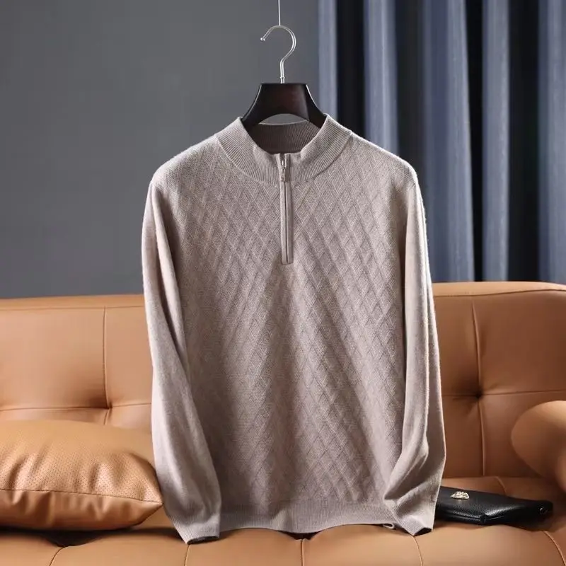 

Мужской Модный деловой свитер сезона осень-зима 2023, мужские повседневные вязаные топы на молнии, Женский однотонный пуловер, топы L157