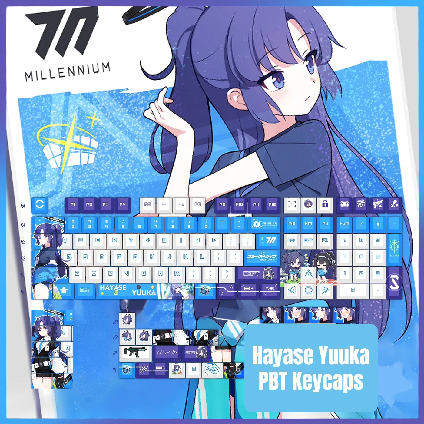 Колпачки для клавиш Hayase Yuuka 128 PBT колпачки Cherry Cross MX механической клавиатуры