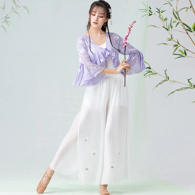 

Classical Dance Clothes For Women Adult Gauze Tops Chinese Folk Dance Practice Clothing Modern Standard Dance Clothing DQL5987