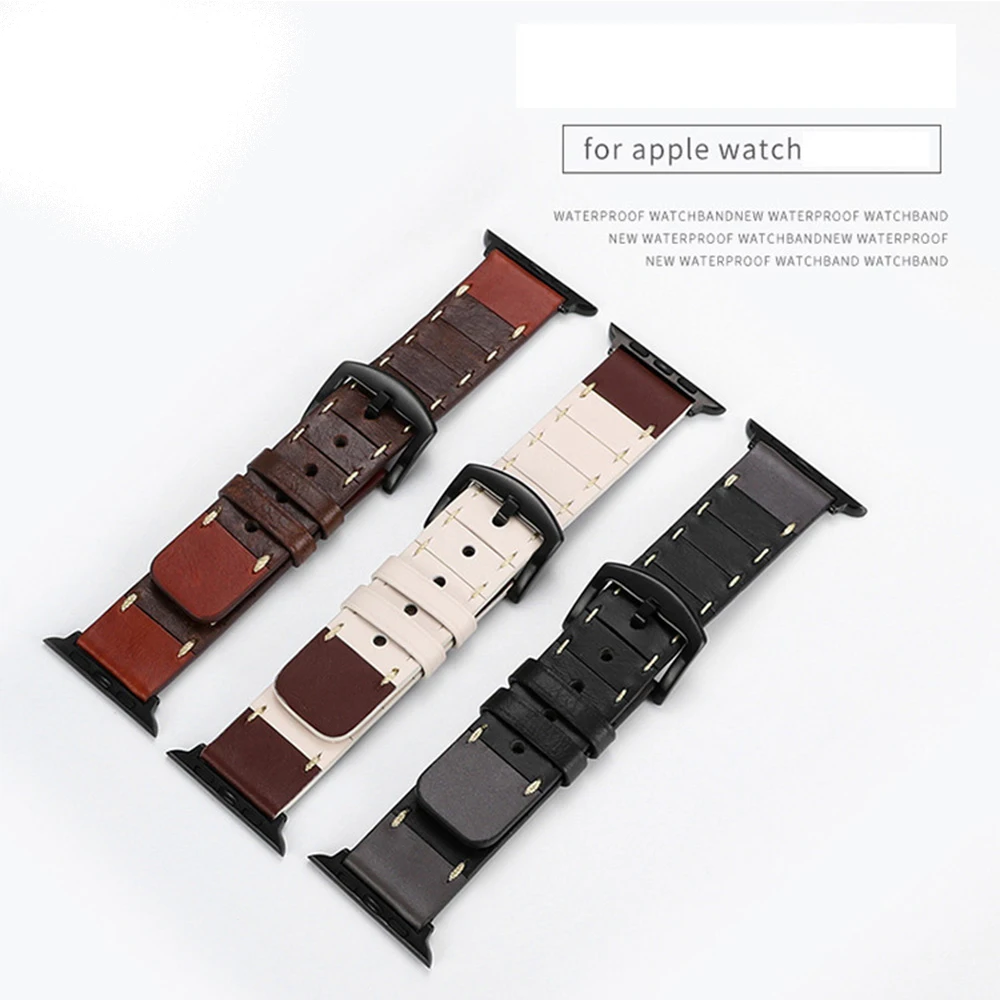 

Crazy horse leather strap For Apple Watch Series 4/3/2/1 40mm 44mm Wristbands iwatch 38mm 42mm Watchbands Waterproof Scrub Band