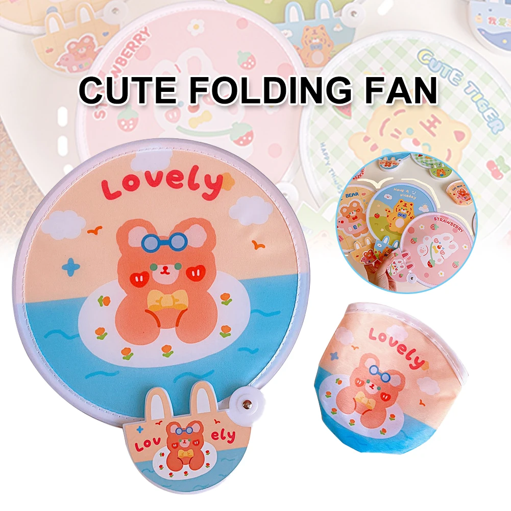 

Handheld Round Folding Fan Round Fan Pocket Collapsible Cute Cartoon Handheld Fan Cooling Tool for Outdoor Travel Summer Cooling