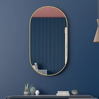 toilet hole free wall hanging gold metal frame oval bathroom mirror wall mounted sink toilet bathroom mirror vanity mirror moder