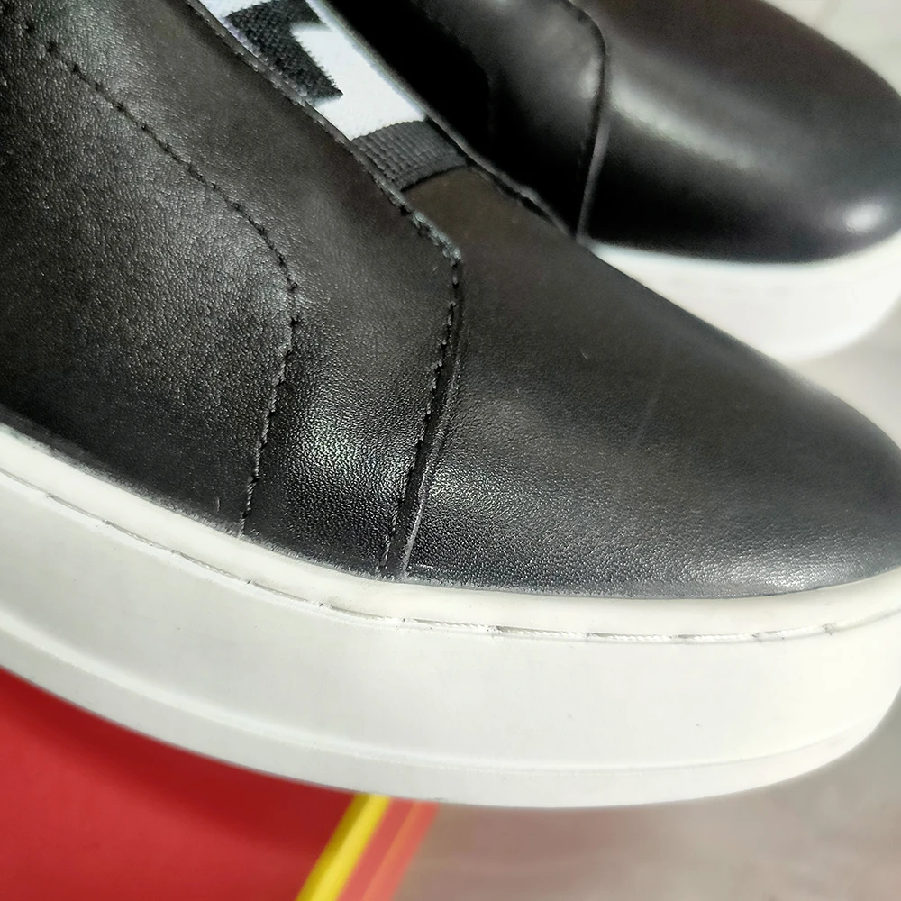 Лоферы мужские высокие брендовые дизайнерские повседневная обувь черные