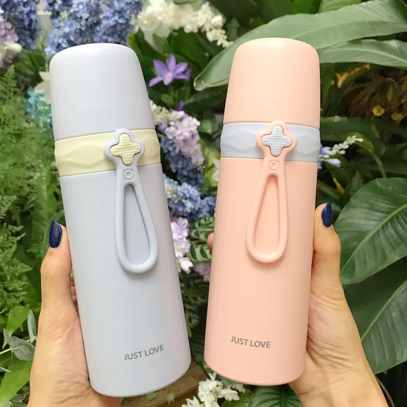 

350ML Vacuum Flask Large Capacity Portable Thermal Bottle Stainless Steel Insulation Cup Water Bottles Cups for Home pink Blue