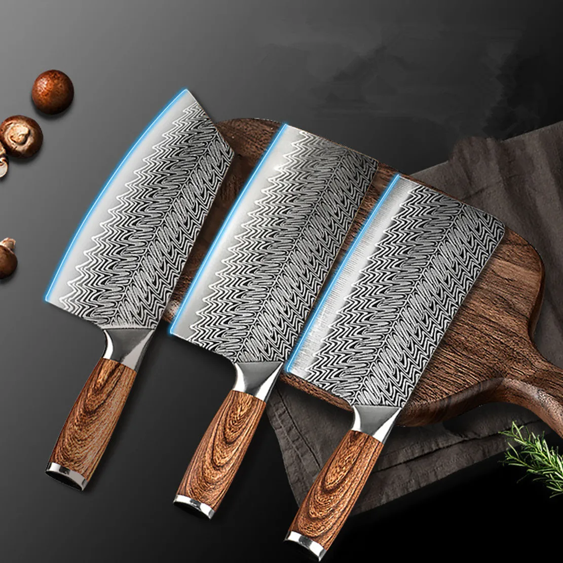 

Damascus Stainless Steel Kitchen Chef Knife Set Professional Japanese Meat Fish Slicing Vegetables Cutter Butcher Cleaver Knives