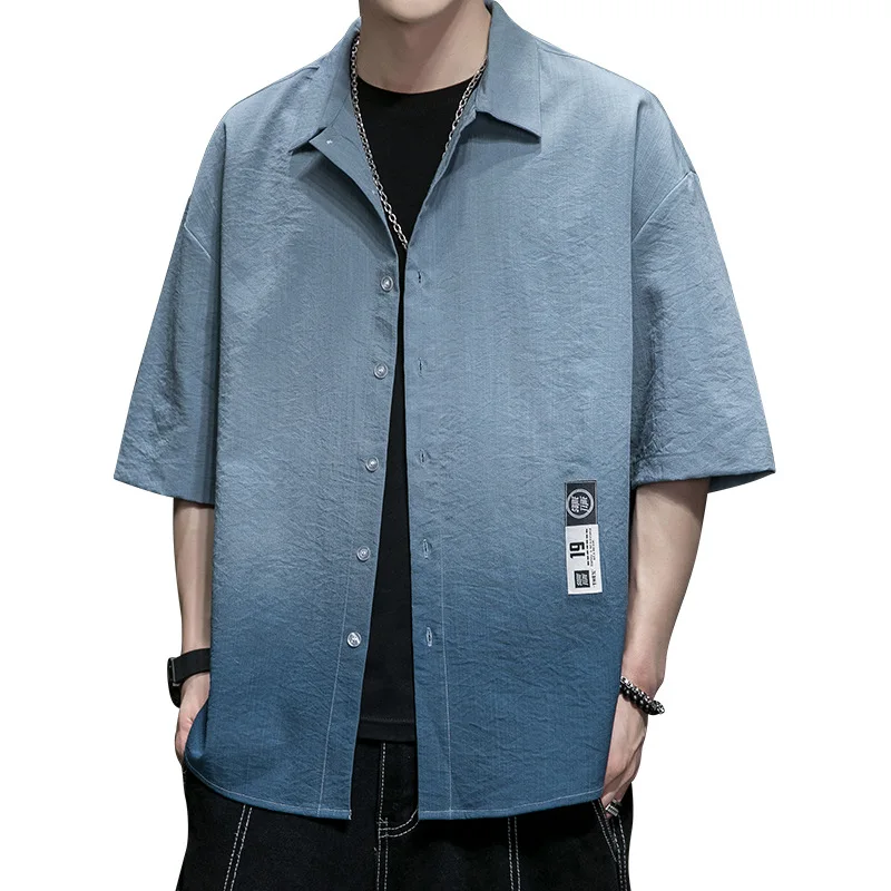 

shirt Summer New Light Luxury Men Casual Loose Japanese Short-sleeved Shirt Men Fashion Boutique Clothing Simple Style