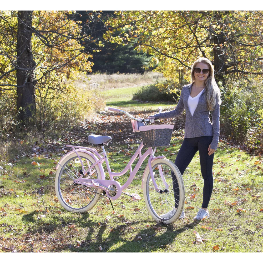 

BCA 26 дюймов. Велотренажер Charleston для женщин, розовый, чистая и стильная отделка, изготовлен из прочной стальной рамы