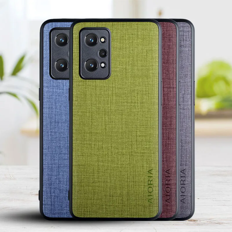 

Phone Case for Oppo Realme GT 2 Pro 5G Coque Textile Texture PC Leather Soft TPU&Hard PU Cover for Oppo Realme Gt2 Pro Case