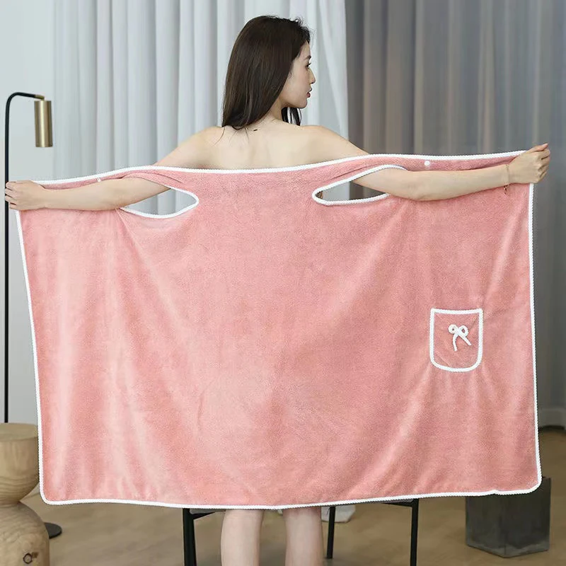 

Bathroom Wearable Bathrobe Towel Dress Women Shower Female Soft Bath Towel For Adults Lady Home Textiles Bath And Sauna Towels