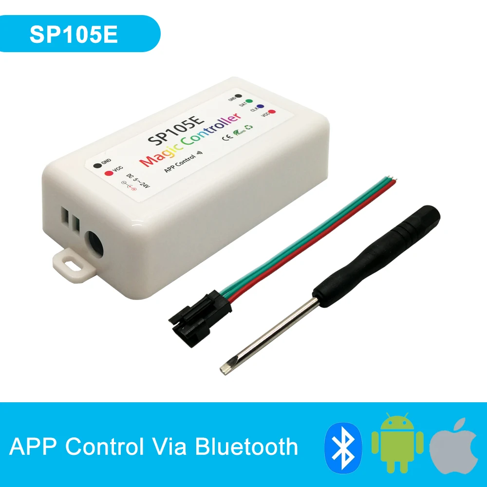 DC5-24V SP105E Светодиодный контроллер Мобильное приложение Bluetooth для 3-контактного