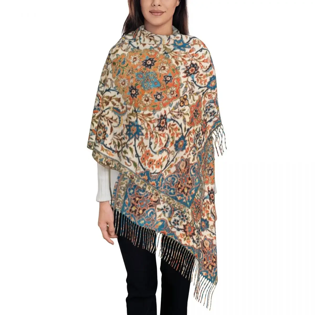 Isfahan антикварный центральный перский ковер шарф с кисточками женские