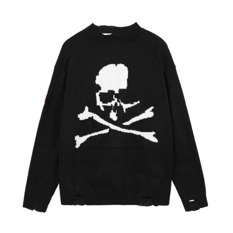 

Japanese CAVEMPT C.E Hoodie for Men and Women 1:1 Dark Jacquard Skull Hoodie Round Neck Knit CAVEMPT C.E Pullover Hoodie