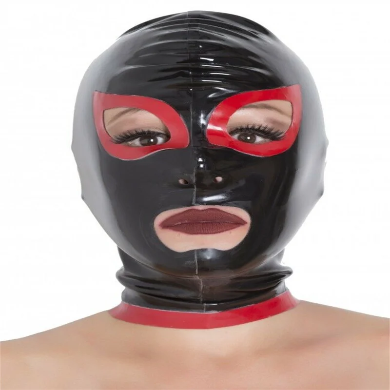 

Латексная маска, черная с красным резиновым капюшоном, одежда для вечеринки с боди, изготовленные на заказ костюмы для косплея на Хэллоуин д...