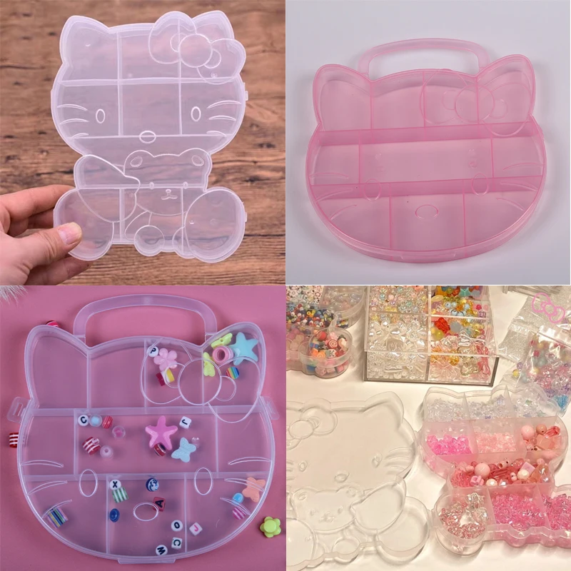 

Hello Kitty Plastic Jewelry Storage Box for Necklace Earring Pills Organizer Nail Beads Diamonds Rhinestone Charms Case