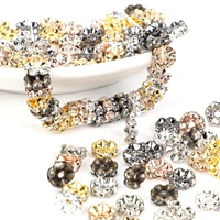 metal gold plated inlaid rhinestone spacer bead bracelet 46810mm round separator diy accessories jewellery making supplies