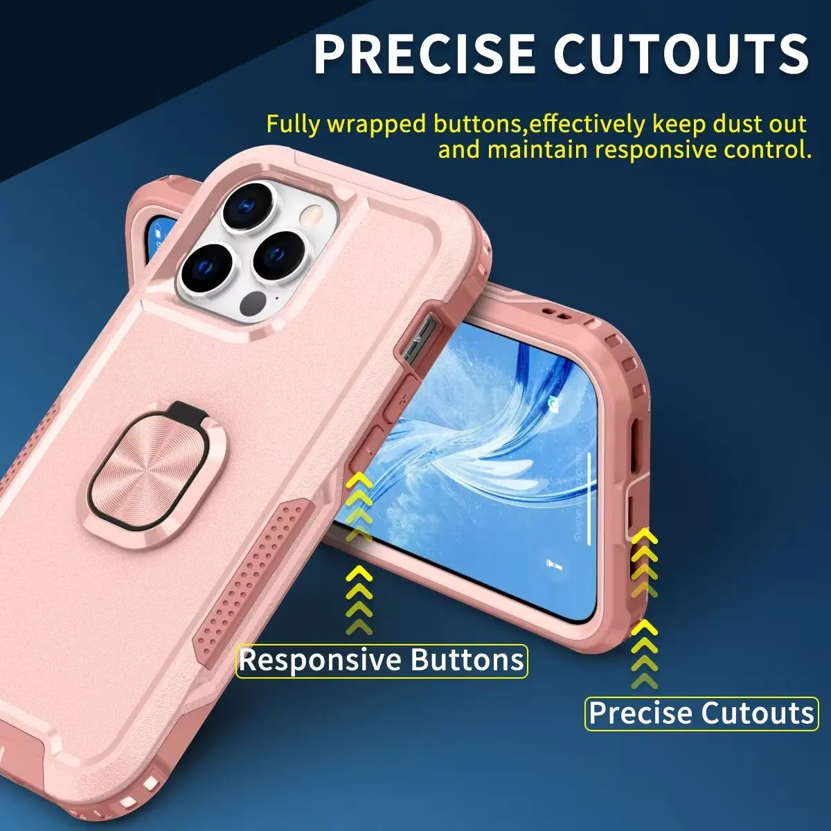 Shockproof Armor Silicon PC Case For iPhone 14 Pro MAX 13 12 Mini 11 X XS XR 6 7 8 14 Plus Phone Cover Magnetic Ring Car Holder