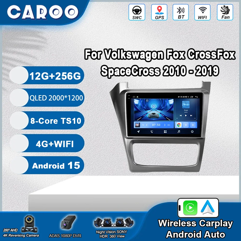 Фото Android 15 для Volkswagen Fox CrossFox SpaceCross 2010-2019 Автомобильный мультимедийный видеоплеер Радио Стерео GPS-навигация Bluetooth №1