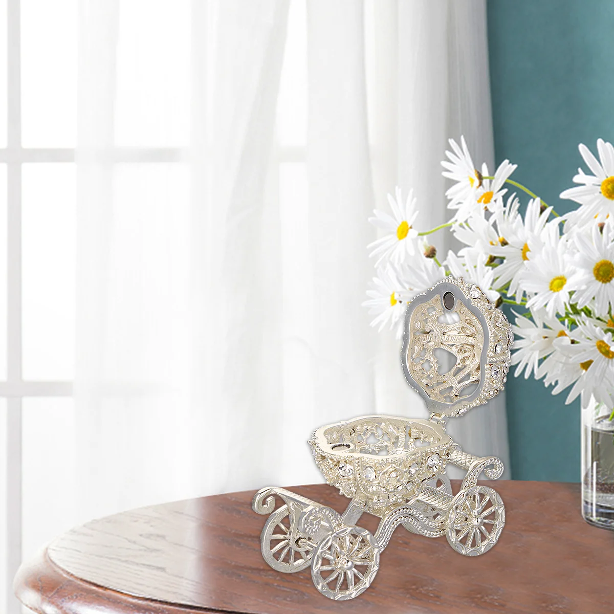 

Carriage Pumpkin Box Jewelry Trinket Decor Crystal Adornment Rhinestone Centerpiece Car Ornament Holder Decorative