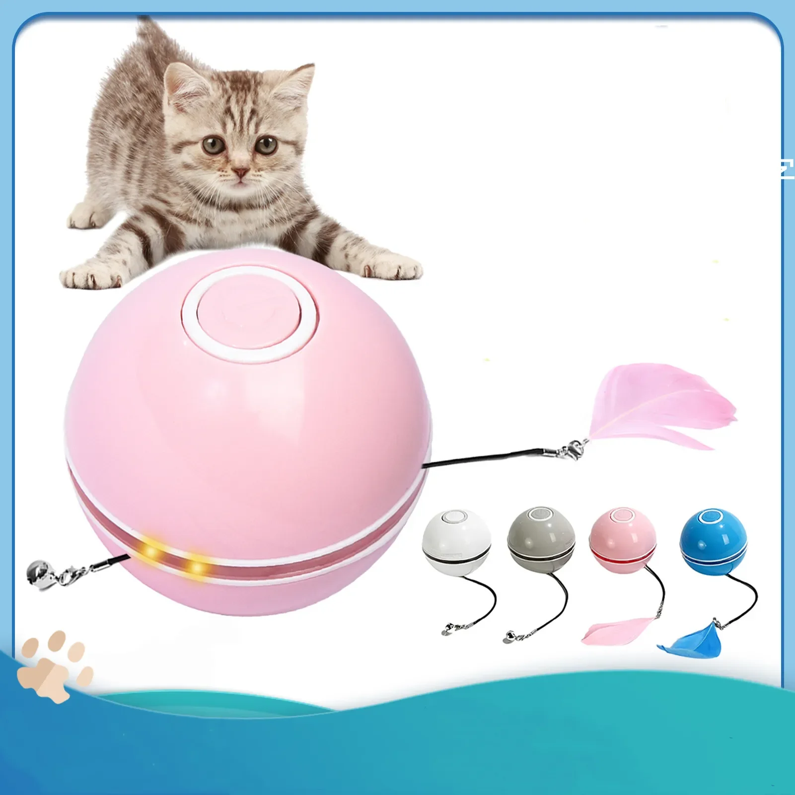 

LED Smart Cat Toy Magic Roller Ball USB Interactive Ball Toy Rolling Flash Ball Pet Toy Rotating Toy
