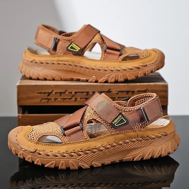 Летние мужские сандалии из натуральной кожи мужская повседневная обувь уличные