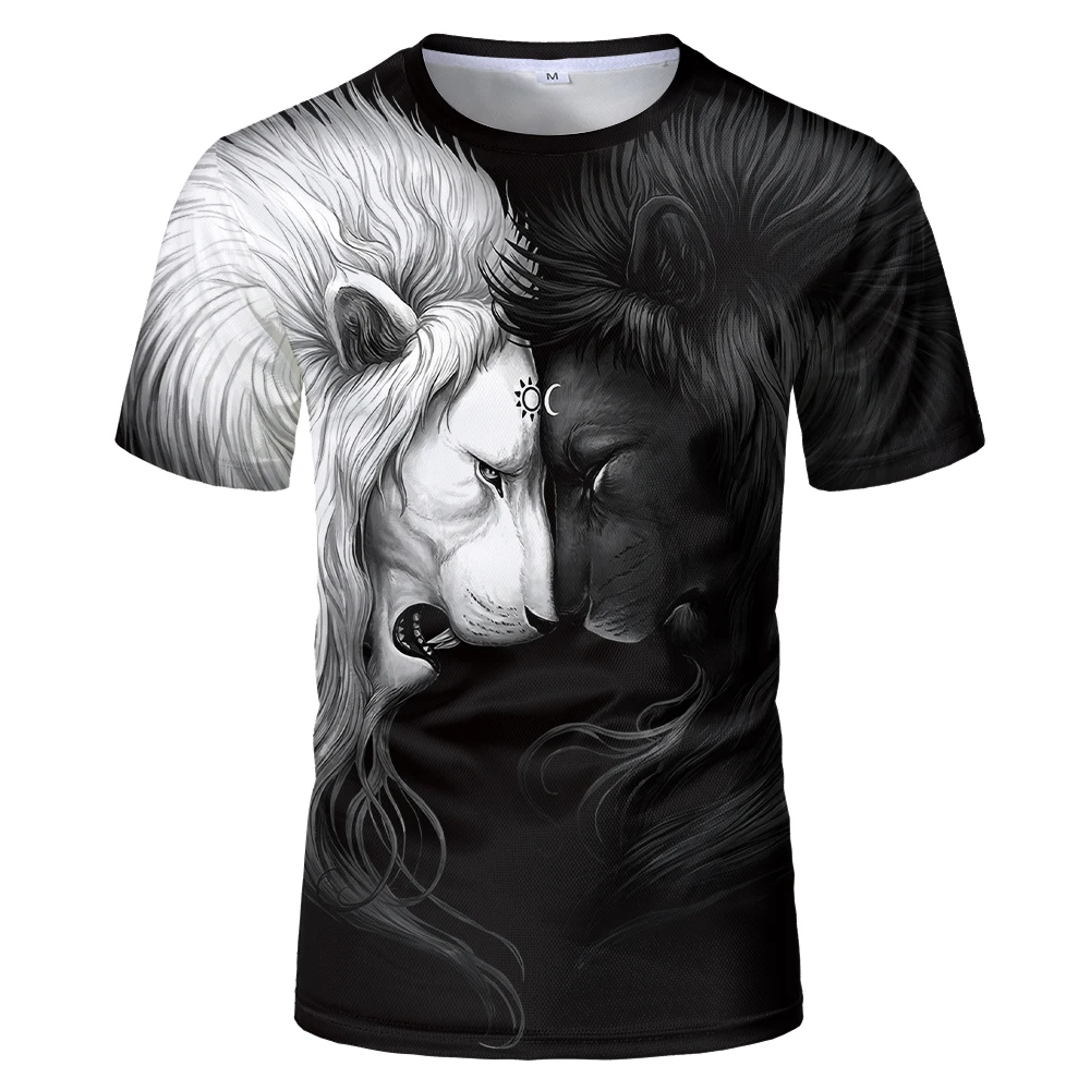 

Black and white lion 3D Printed T shirt Cool Animal Pattern 2020 Fashion Summer Short Sleeve Tops Men's Tshirt Boy Girl Tees