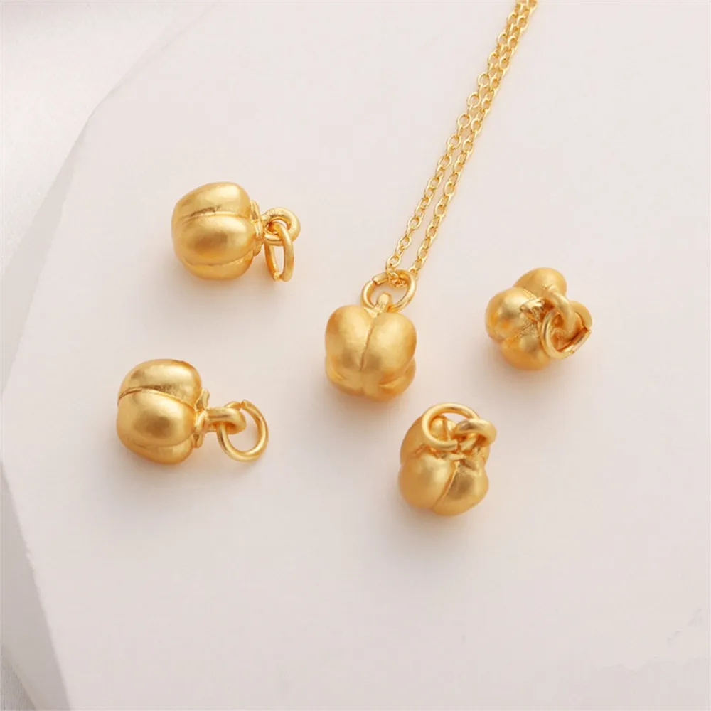 

Matte gold plated persimmon pendant diy handmade bracelet necklace small charm pendant sand gold jewelry accessories
