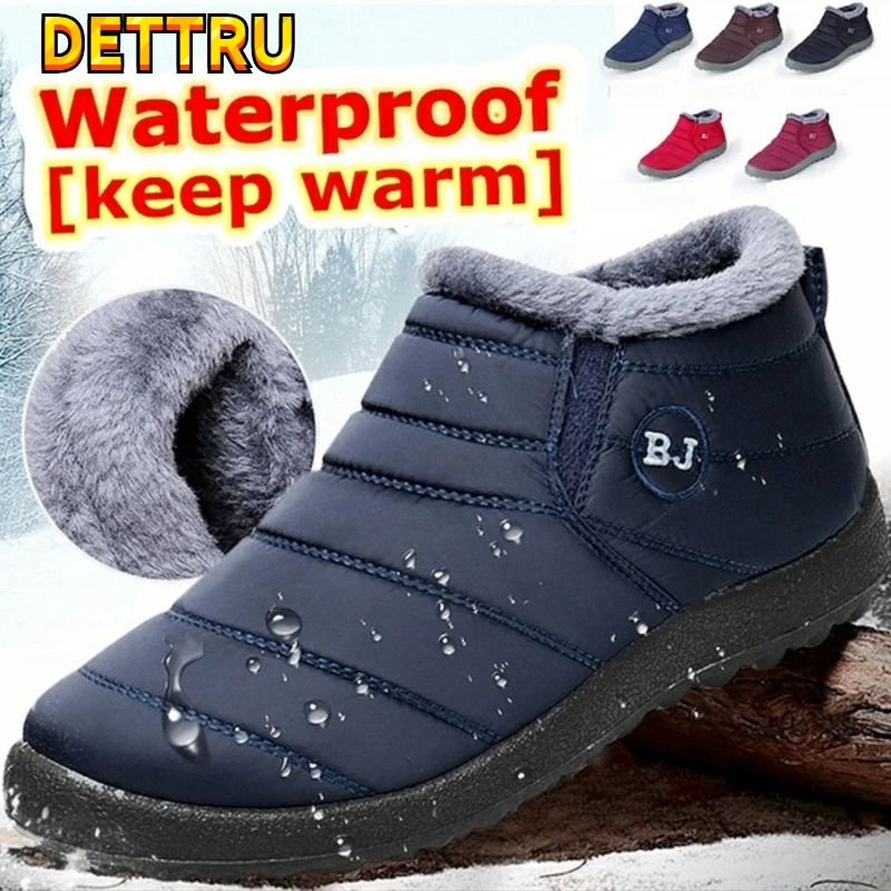 

Мужские ботинки, легкая зимняя обувь для мужчин, зимние ботинки, водонепроницаемая зимняя обувь размера плюс 47, Зимние ботильоны без шнуров...