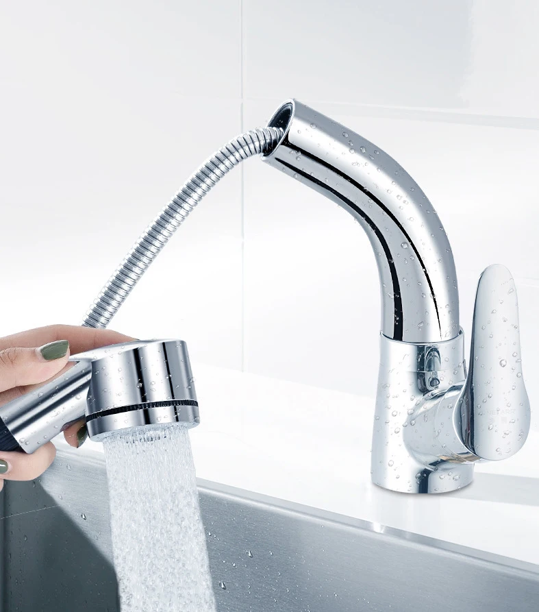 Латунный выдвижной смеситель для ванной комнаты поворот на 360 градусов два