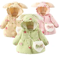 2022 new winter baby girls coat with bag 2 pcs thick kids jacket warm coat children hooded outwear costume