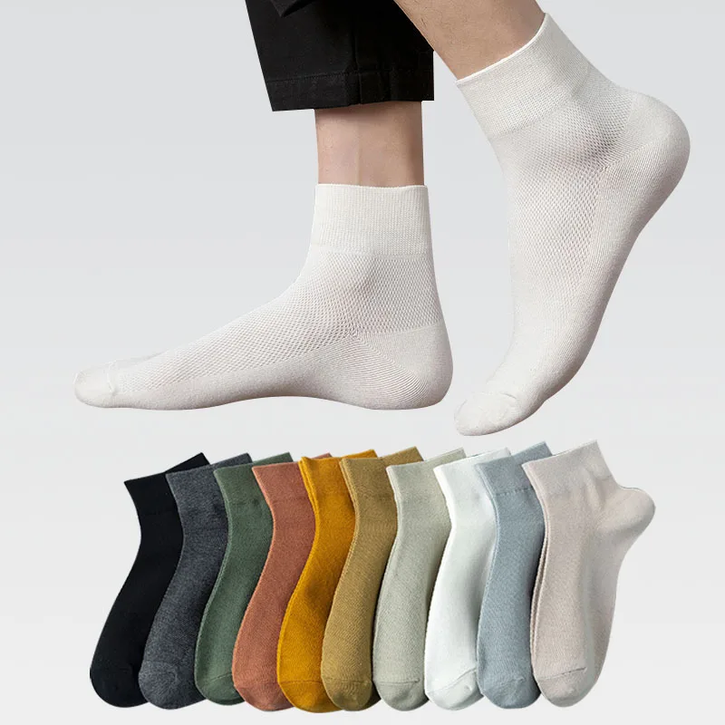 

4 Pairs Men Cotton Socks Four Seasons Casual Harajuku Male Solid Solor Comfortable Business Ankle Fun Sock Soft Simple Fashions
