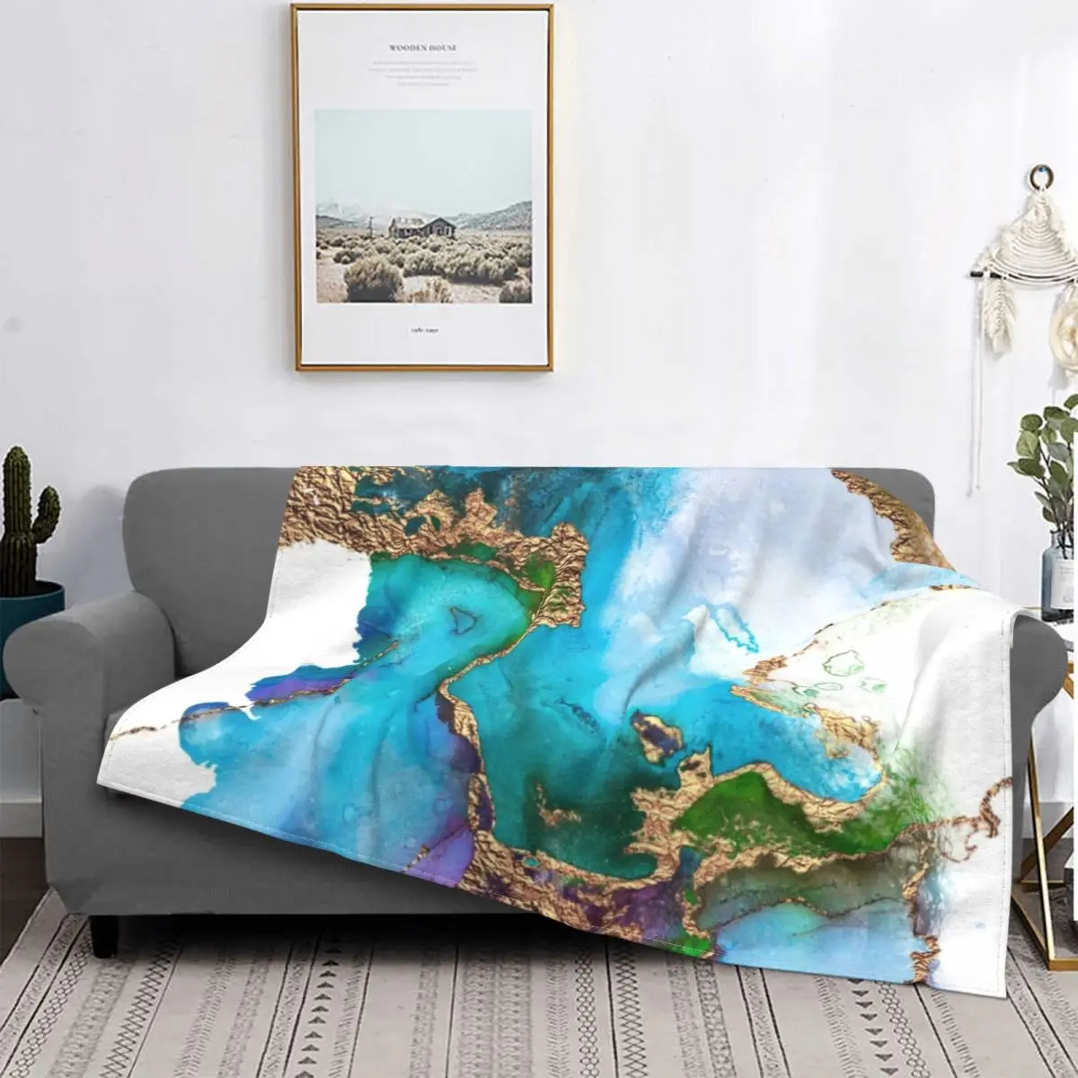 

Abstract Marble Mermaid With Gold Glitter Blankets Flannel Print Breathable Super Soft Throw Blanket for Bed Office Quilt