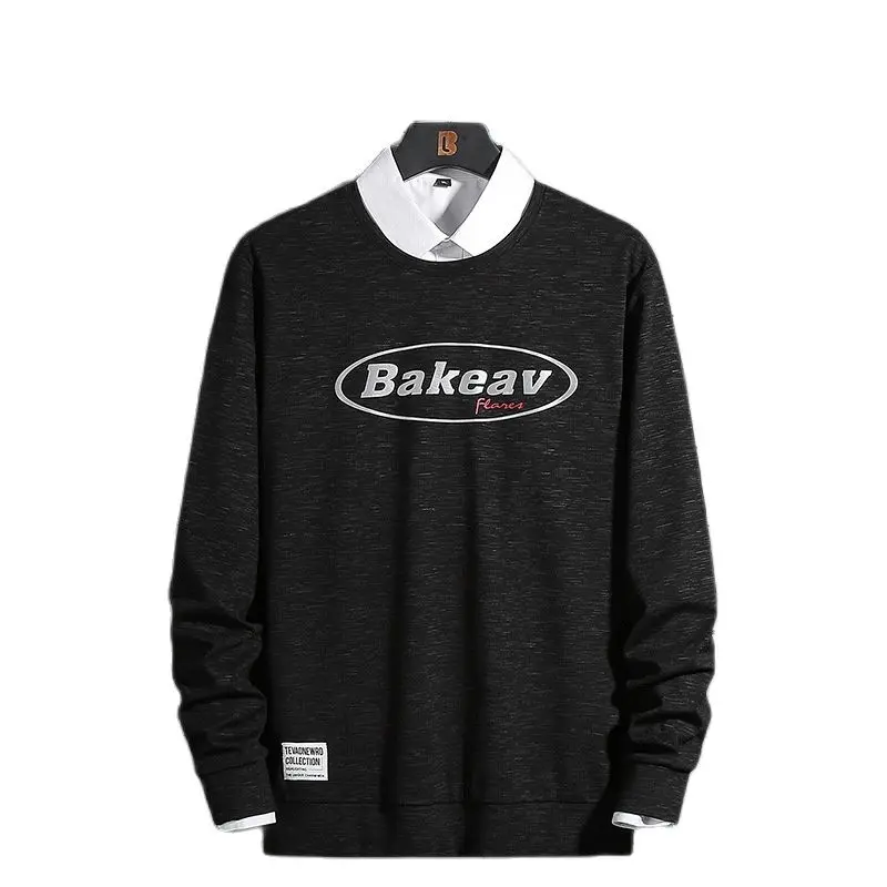 

2022 Spring And Autumn Fashion Men's Round Neck Sweater Men's ins Tide Brand Plus Fertilizer Big Size Korean version fat loose c