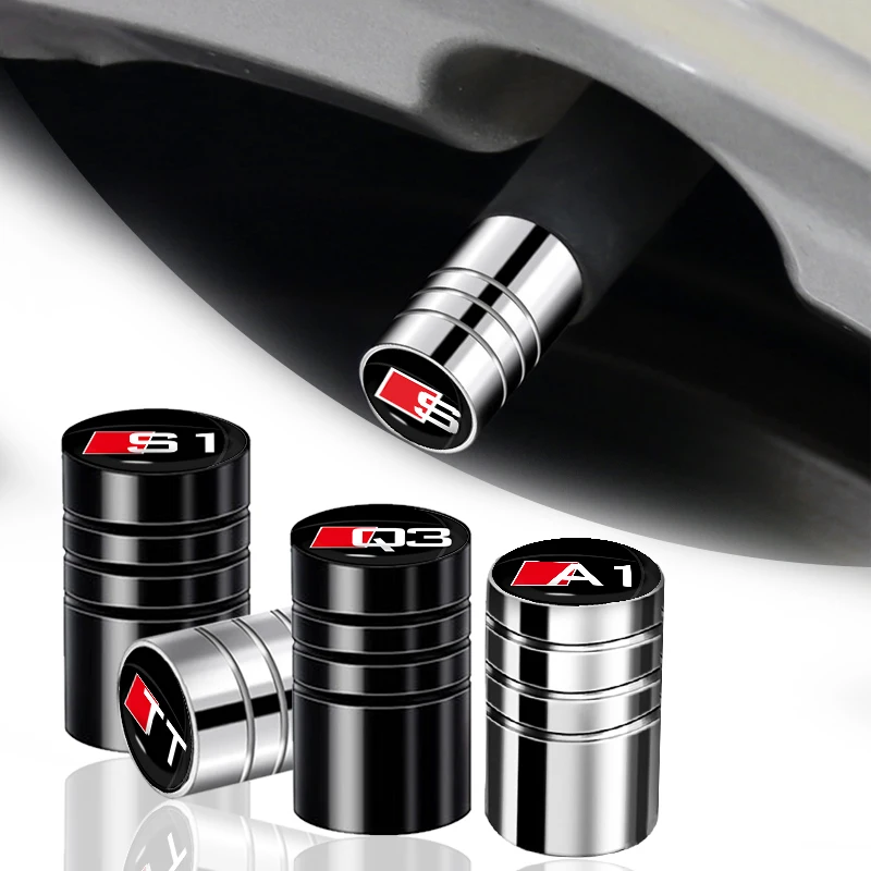 4Pcs/Set Metal Car Wheel Tire Valve Caps Decorate Stems Covers For Audi Sline RS A8 A1 A3 A4 A5 A6 A7 Auto styling Accessorie | Автомобили
