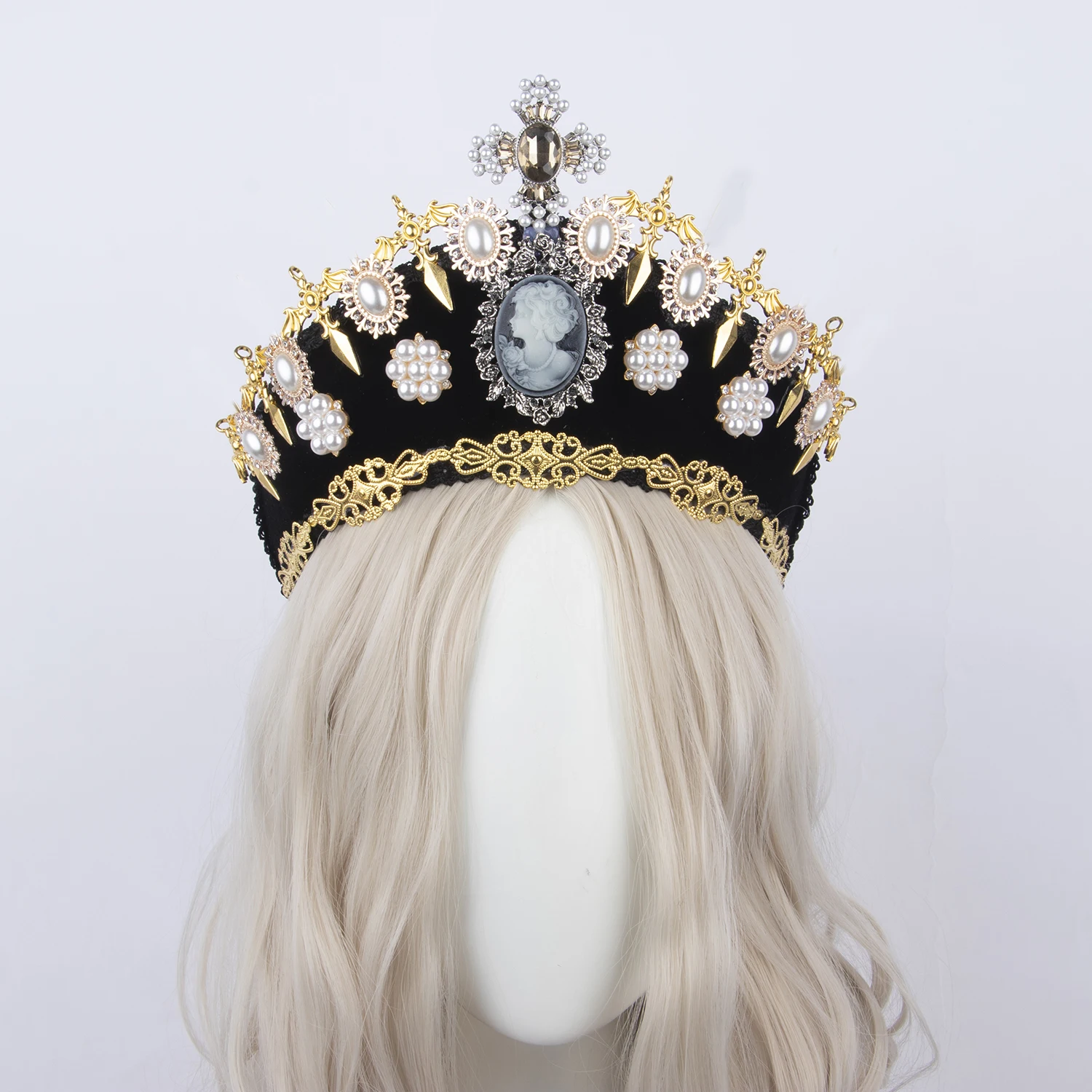 Handmake Gothic Lolita Headband Hair Ornament Renaissance Palace Style Elizabethan Coronet Gorgeous Tudor Crown Hair Accessories